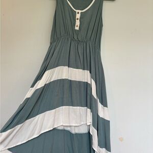 Papaya Teal and White High Low Dress
